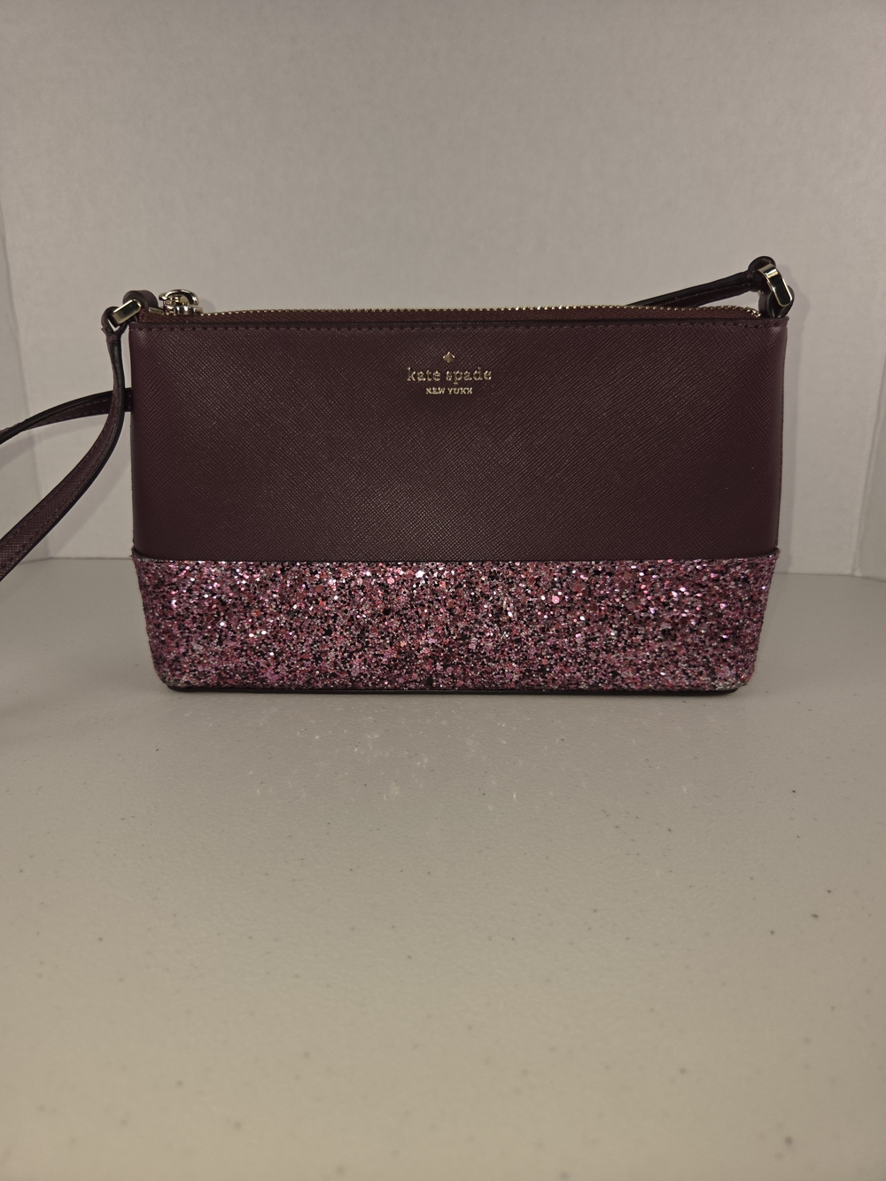 Kate Spade Flash Glitter Crossbody Bag Purse Cherrywood